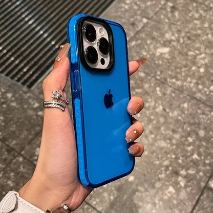 Luxury Transparent Airbag Phone Case For iPhone 17 16 15 14 13 12 11 Pro Max Plus 17 Air Contrasting Bumper Shockproof TPU Cover