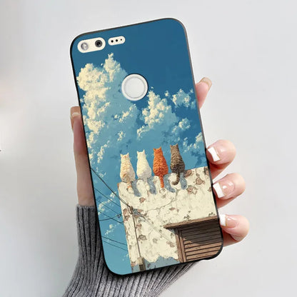 Case For Google Pixel 1 Soft Silicone Black Case For Google Pixel 1XL Elegant Style New Design Pattern Koi Dragon King Casing