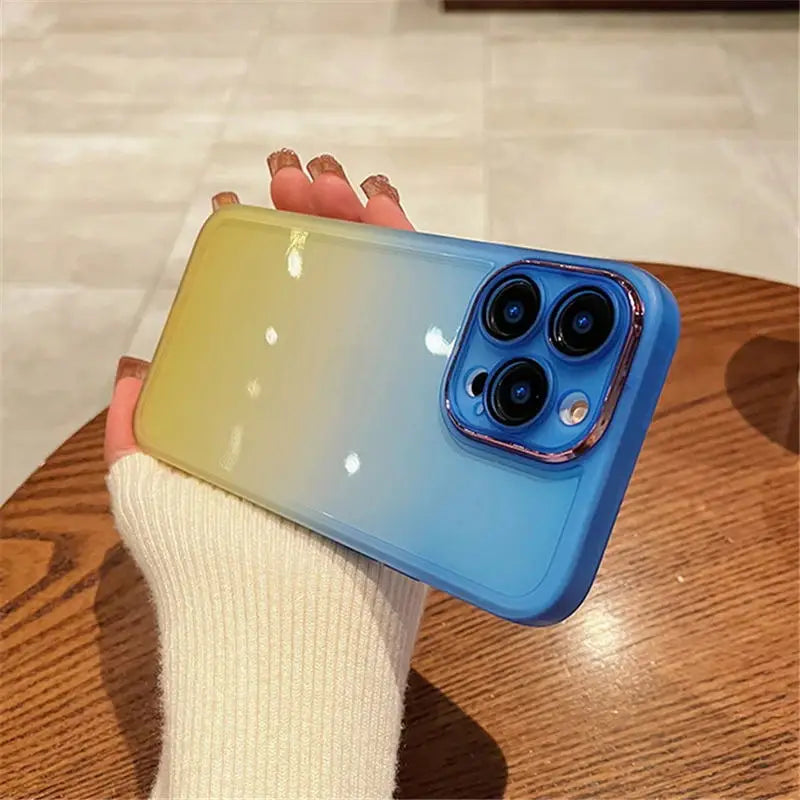 Luxury Gradient Rainbow Clear Phone Case For iPhone 16 Pro Max 15 14 13 12 11 X XR XS Plus Shockproof Camera protection Cover