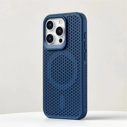 Luxury Matte Heat Dissipation Hole For Magsafe Case For iPhone 16 15 14 13 12Pro Max Plus Magnetic Wireless Charge PC Hard Cover