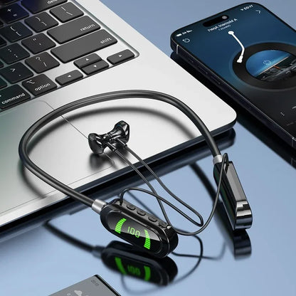 Wireless Neckband Earphones BT 5.3 20H Playtime Water Resistant Noise Cancelling LED for Sports Gaming Phone PC Workout