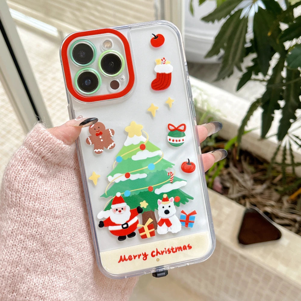 Luminous Call Light Up Flash Christmas Snowman Santa Claus Phone Case For iPhone 15 13 12 11 14 16 17 Pro Max Plus 17AIR Cover