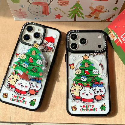 Cute Christmas Tree Cartoon With Magsafe Stand Kawaii Phone Case for iPhone 17 Pro 11 12 13 14 plus 15 16 Pro Max Cute Cover