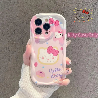 Kuromi Hello Kitty Bracket Bracelet Phone Case For IPhone 16 15 Pro Max 14 11 12 13 Mini XR 8 7 Plus X XS SE Sanrio Cute Cartoon
