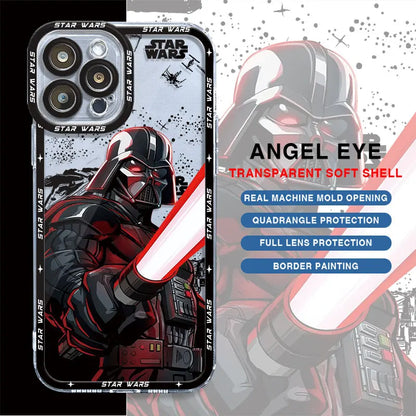 Stars Anime Wars Phone Case for iPhone 7 8 XR 13 Mini 11 12 Pro XS Max 14 Pro Max SE 15 Plus Shell TPU Cover Transparent Soft