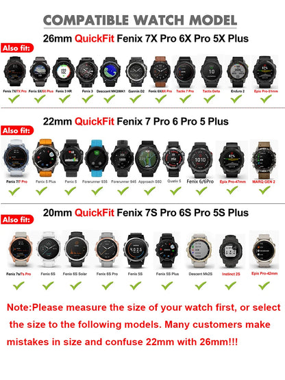 26 22 20MM Watch Band Strap For Garmin Fenix 6X 6 Pro 7X 7 7S 8 47mm 51mm E Silicone Wristband Fenix Epix Pro 5S 5 Plus Bracelet