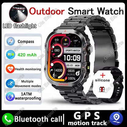 New in GPS Smart Watch For Men Wome Military Amoled Flashlight Waterproof Outdoor Sport Bluetooth Call Smartwatch Smart Band