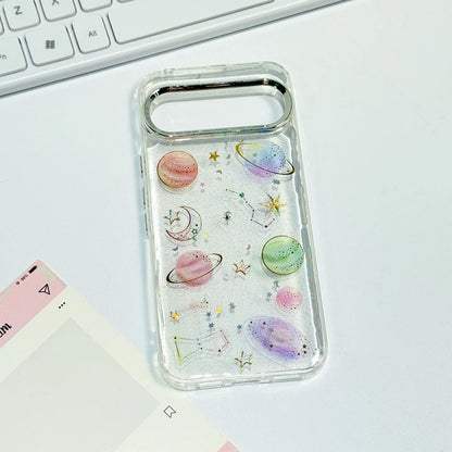 Glitter Star Planet TPU Cases For Google Pixel 9 8 7 6 5 A Pro Transparent PC Drop Glue Cover for Google Pixel 10 9 pro XL 4 a