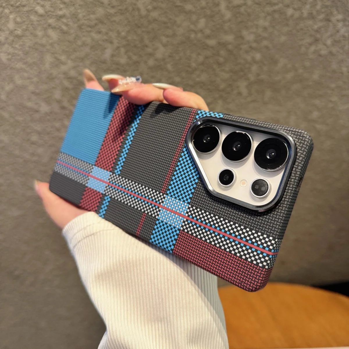 Mountain Carbon Fiber Kevlar Pattern Plastic Case For Samsung S25 S24 S23 Ultra Plus For Magsafe Magnetic Wireless Charge Cover