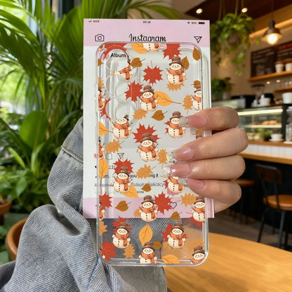 Cute Winter Snow Christmas Phone Case for Samsung Galaxy S25 Ultra S24 S23 S22 Plus S21 FE Transparent Soft Silcon Cover