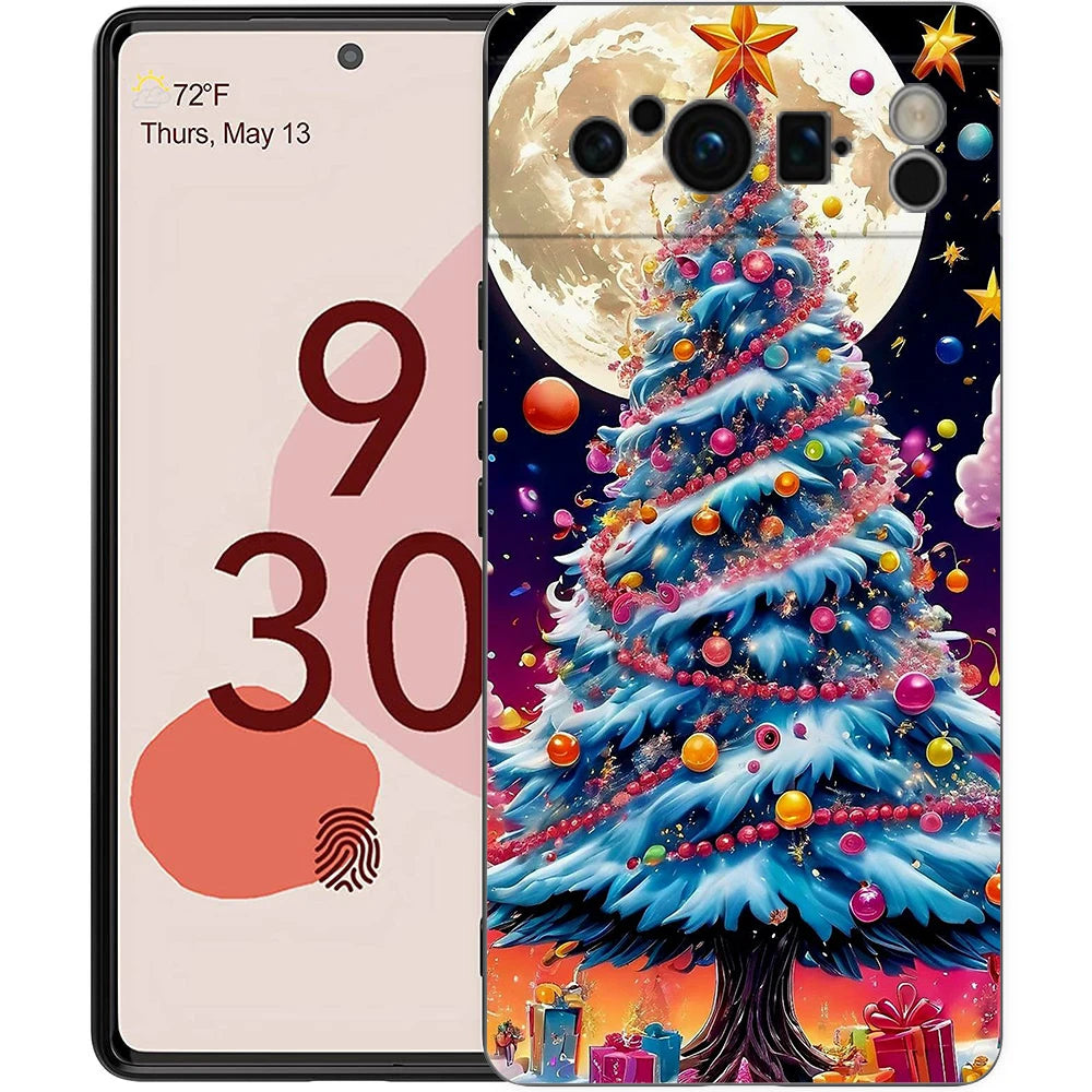 Phone Case Cover for Google Pixel 9 8 7 6 9A 8A 7A 6A Pro 10 9 Pro XL Soft TPU Shockproof Shell Capas Christmas Christmas Tree