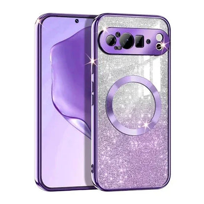 Luxury Electroplate Gradient Glitter Soft Phone Case for Google Pixel 9 Pro XL 8 8A Magnetic Charge Shockproof Protection Cover