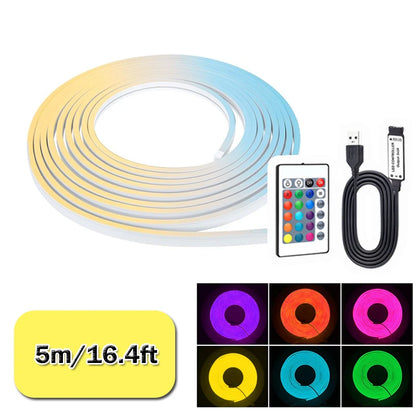 USB LED Neon Rope Lights, RGB Led Strip Lights with Remote, Color Changing Flexible Led Light Strip, Gaming 5V Neon Lights