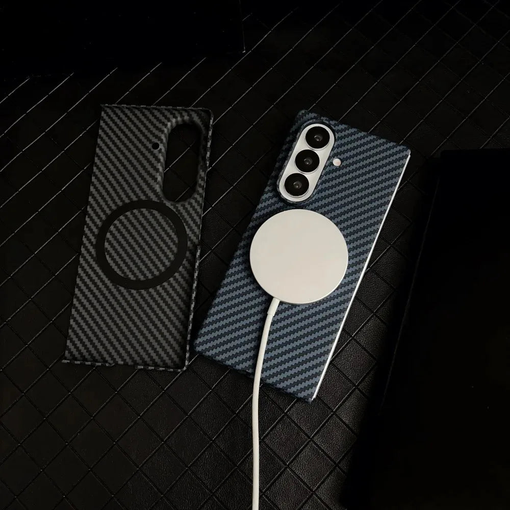 High-end Ultra Thin Carbon Fiber Phone Case for Samsung Galaxy Z Fold 7 6 5 4 3 Magsafe Wireless Charging Screen Protector Cover
