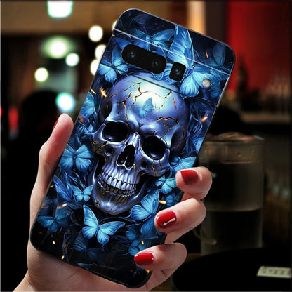 Skull Flower Art Phone Case For Google Pixel 10 9 Pro XL 9A 8 7 6 Pro Pixel 8A 7A 6A Pixel 8 7 6 5