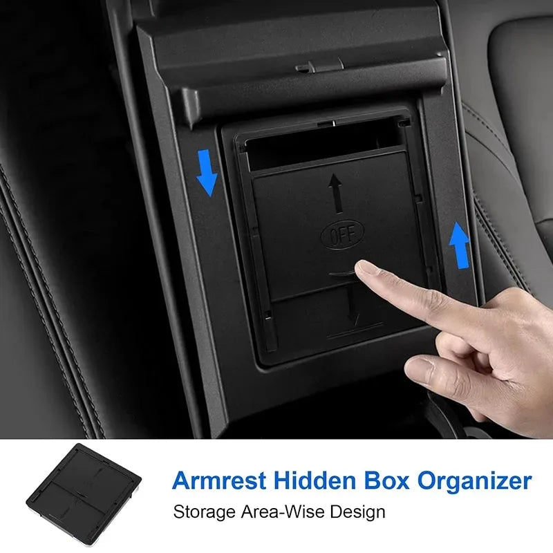 For Tesla Model Y/3 Center Armrest Console Organizer Hidden Car Storage Box Accessory Model 3/Y Car Storage Solution