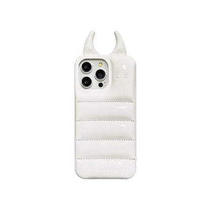 Fashion Cow Horns Glossy Phone Case For iPhone 15 14 13 12 Pro Max Luxury PU Leather Back Cover