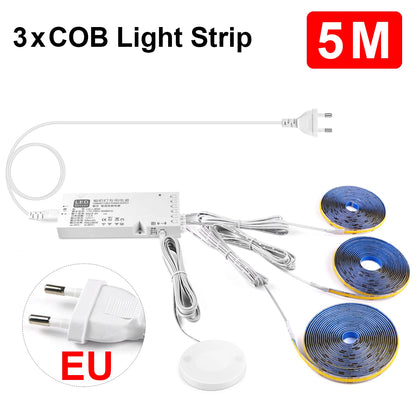 Smart Penetrable Wood COB LED Strip Touch Sensor Light 320Leds/m Warm/Neutral White Parallel Lights Kitchen Backlight Lighting