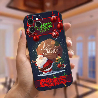 New Year's Christmas Santa Claus Phone Case For iPhone 16 15 13 14 12 11 Pro Max Mini X XS XR 7 8 Plus SE4 16E Shockproof Cover