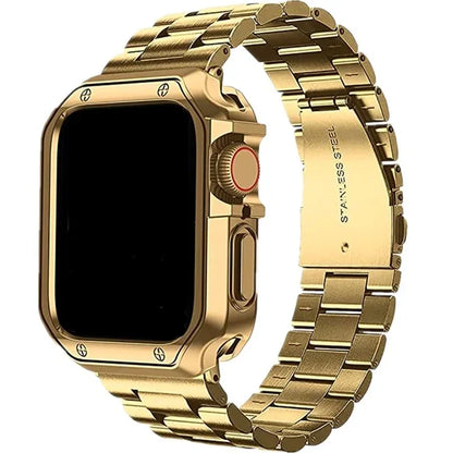 TPU Protector Case+Metal Strap For Apple Watch Ultra Band 49mm 45/44mm 41mm 40/38 Stainless steel Bracelet series 3 5 6 se 7 8 9