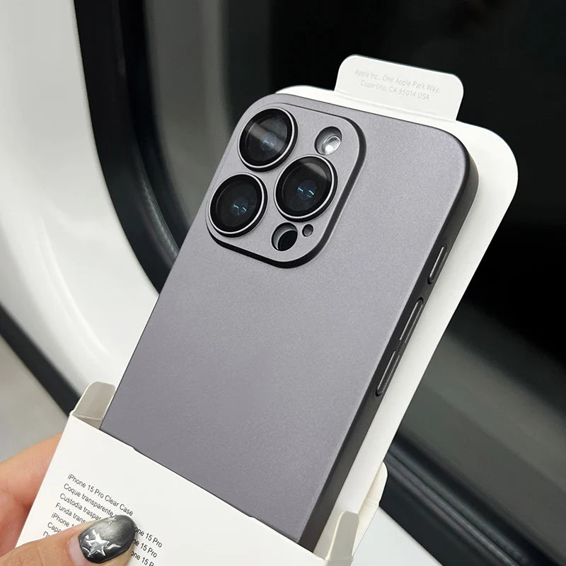 Original Color Ultra Thin Matte PC Case for iPhone 16 15 14 Plus 13 12 11 Pro Max Glass Camera Protection Shockproof Slim Case