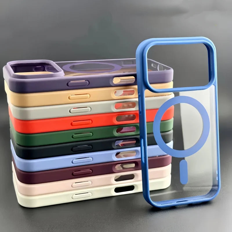 For Magsafe Case For iPhone 17 Air 17Promax 16 15 14 Pro Max Plus 13 12 Mini 11 16E SE4 17Pro Original Transparent Acrylic Cover