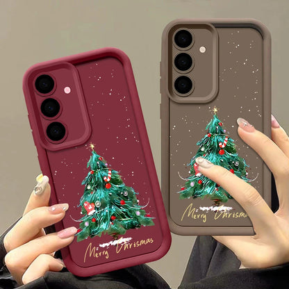 Case For Samsung Galaxy A17 A56 A16 A55 A15 A36 A35 A25 A26 5G S25 Edge S22 S24 Ultra S23 S24 FE TPU Christmas Tree Phone Cover