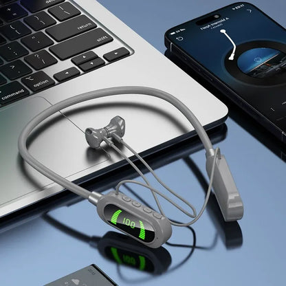Wireless Neckband Earphones BT 5.3 20H Playtime Water Resistant Noise Cancelling LED for Sports Gaming Phone PC Workout
