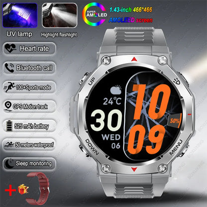 2026 New T-Rex 3 Military Grade Sports Smart Watch GPS Motion Track 5 ATM Waterproof Heart Rate HD Bluetooth Call Smartwatch Men