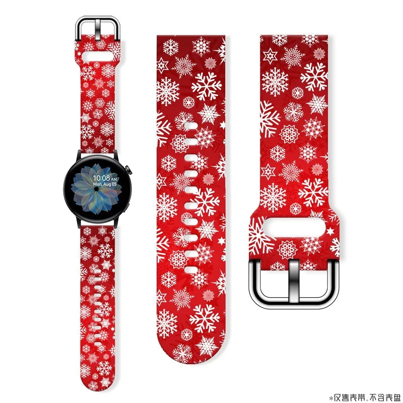 20MM Snowflake series printed watch strap for Samsung Galaxy Watch 7/6/5 40mm 44mm Band Replaceable Bracelet for Xiaomi Huawei