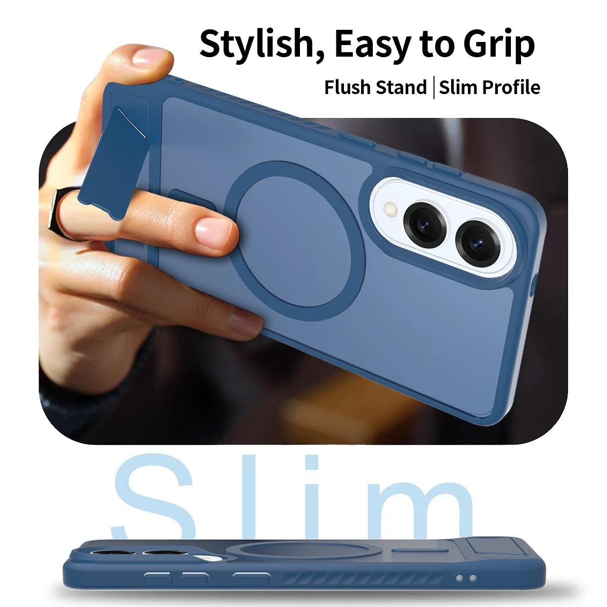 Shockproof Magnetic Stand Armor Phone Case For Samsung Galaxy S25 Edge S24 S23 Plus Ultra Transparent For Magsafe Hard Cover