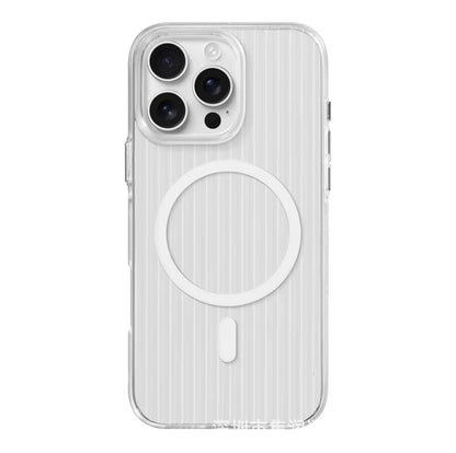 Phone Case with Corrugated Pattern Magsafe Magnetic Supoort Wireless Charge  for IPhone16 15 14 13 12 17 Non-slip Bumper Hard PC