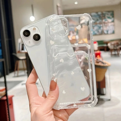 Case For iPhone 16 15 14 13 12 11 Pro Max Black White Love Heart Clear Phone Cover For iPhone XS X 7 8 Plus Wallet Card Bag Case
