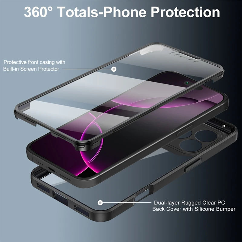 Claer 360 Full Body Protection Case For iphone 17 Pro Max iphone17 Air 5G Front Screen Shockproof Bumper Cover