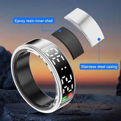 Smart Ring Multifunctional Health Tracker Heart Rate Blood Oxygen Monitor Brush Tiktok Waterproof Men Women Ring Sleep Fitness - covers4phones