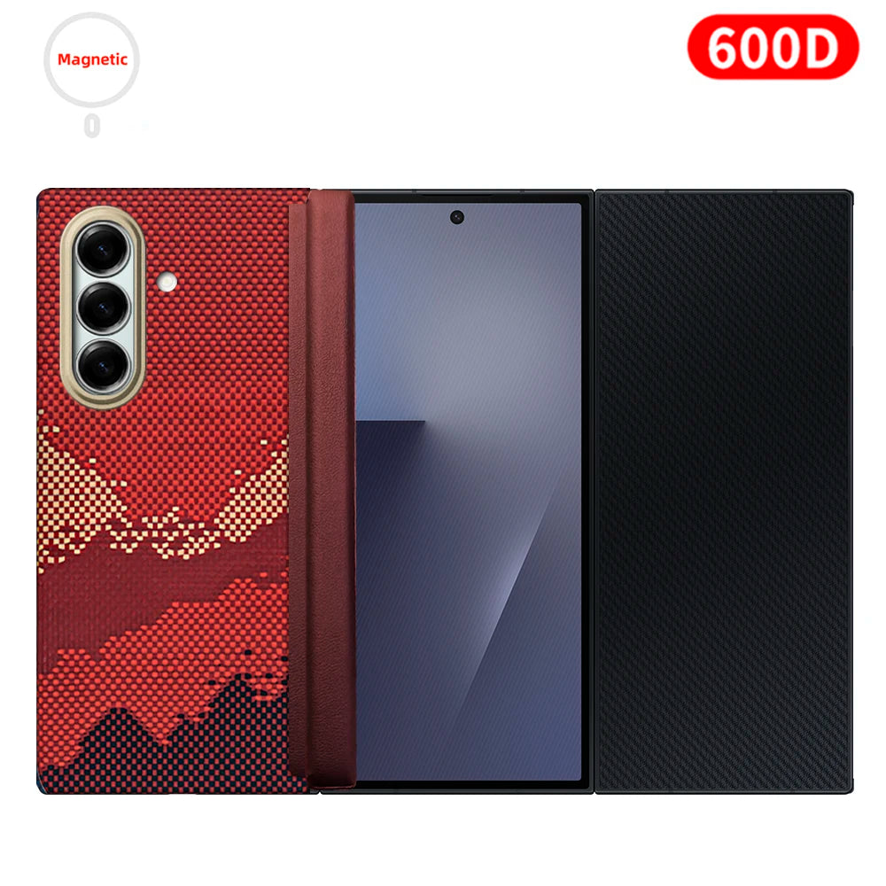 For samsung galaxy z trifold aramid case 600d kevlar carbon aramid fiber fabric thin hard cover magnetic balck Slim light premiu