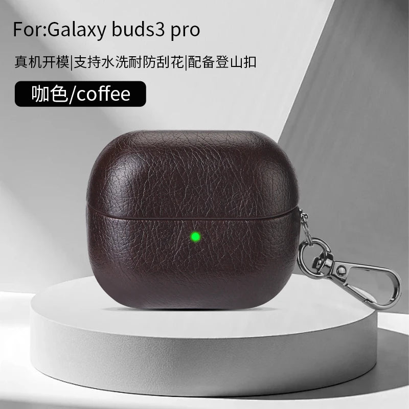 Luxury Oil Skin+PC Case For Samsung Galaxy Buds3 Earphone Shockproof Cover For Buds 3 Pro Protective Sleeve With keychain