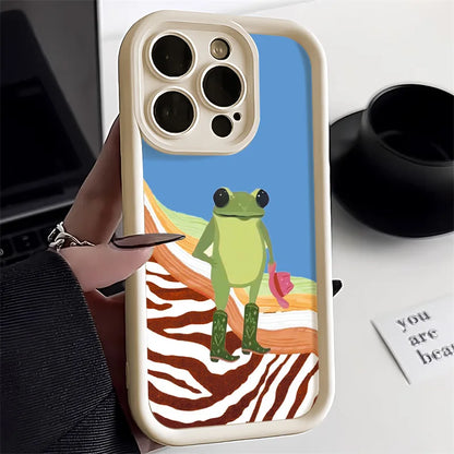Cute Flower Phone Case For iPhone 13 Case for iPhone 11 16 14 17 12 15 Pro Max XR XS X 7 8 Plus SE Cartoon Frog Strawberry Cover