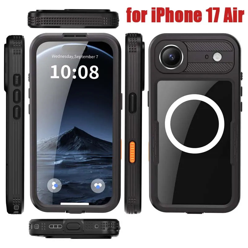 for  iPhone 17 Pro Max 17 Air Waterproof Case for Magsafe Magnetic Wireless Charging Shockproof Pouch Screen Lens Protector