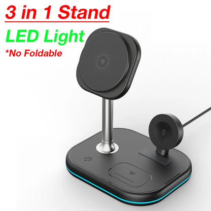 200W 4 In 1 Wireless Charger Stand Induction Super Fast Charging For Magsafe iPhone 16 15 14 13 Pro Max Apple Watch Airpods Pro