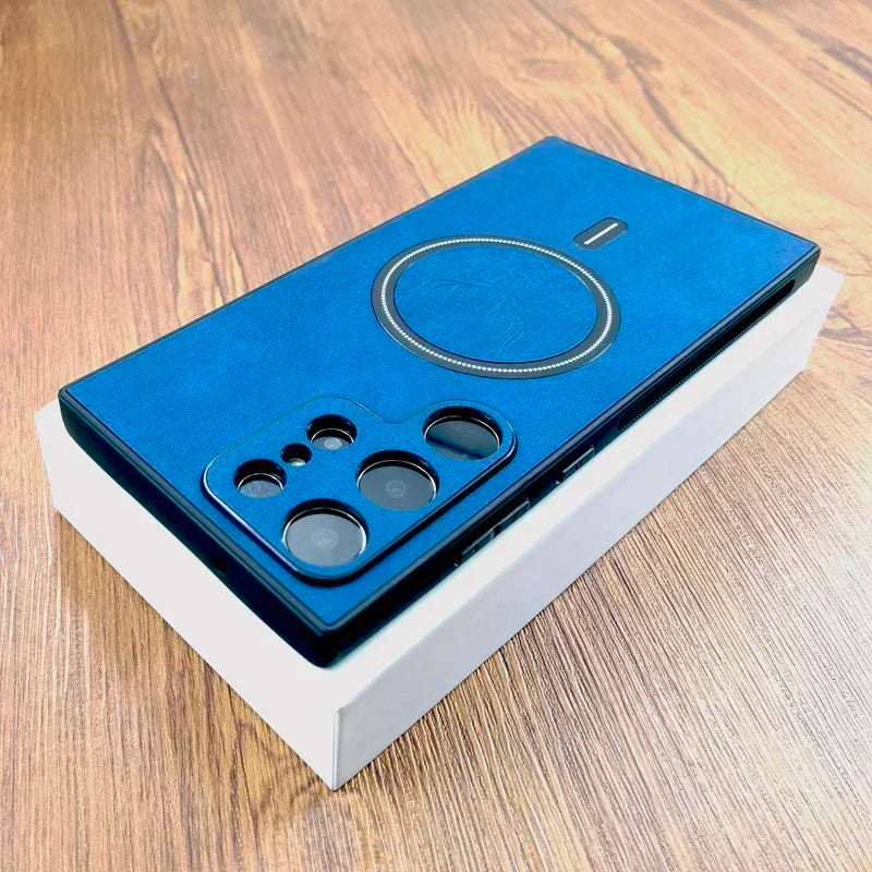 Vintage Leather Case For Magsafe Wireless Charging For Samsung Galaxy S24 S23 S22 S21 Ultra Plus FE Note 20 S 23 S23Ultra Covers - covers4phones