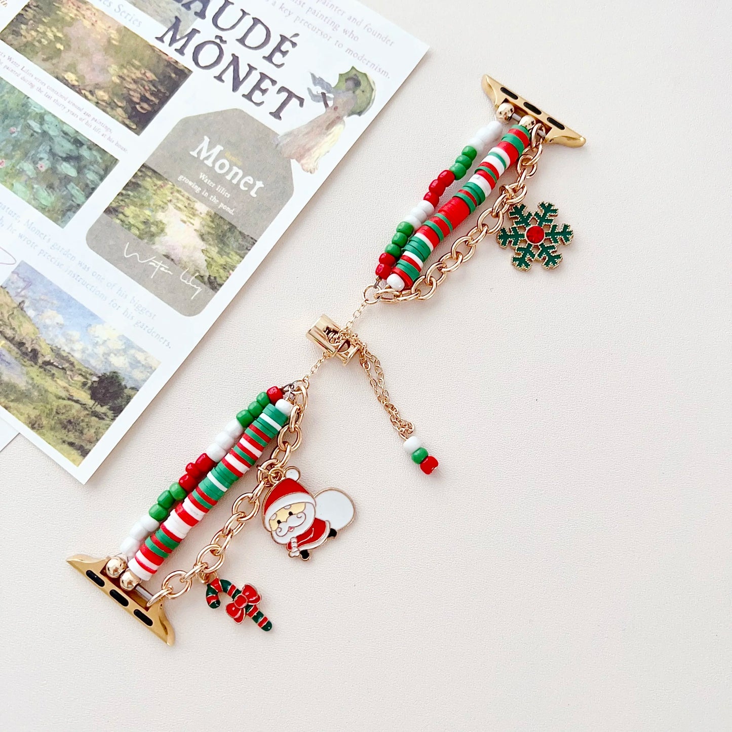 Christmas Element Beaded Strap for Apple Watch Band 42mm 46mm 45mm 41/44 49mm Women Bracelet IWatch 11 10 9 8 7 6 5 4 SE3 Gifts