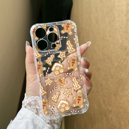 Cartoon New Year Christmas Santa Clear Phone Case for Samsung Galaxy S25 Ultra S24 FE S23 S22 S21 S20 Plus Wallet Card Bag Cover