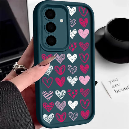 Love Heart Pattern Soft Case For Samsung Galaxy S25 Edge S24 S25 FE S23 S22 Ultra A17 A56 A16 A54 A35 A15 A55 A26 5G Phone Cover