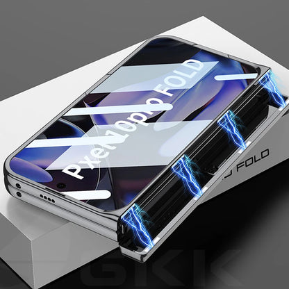 Magnetic Hinge Holder Case for Google Pixel 10 Pro Fold Luxury Plating Clear Front Screen Glass Cover for Pixel 10 Pro Fold Case