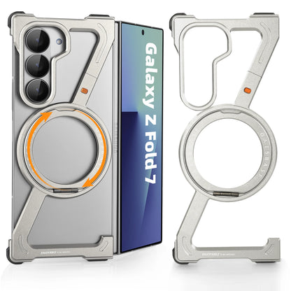 Eary Frame Case for Samsung Galaxy Z Fold 7 Magsafe with 360°Rotation Magnetic Stand Metal Phone Case Shockproof Protector Cover