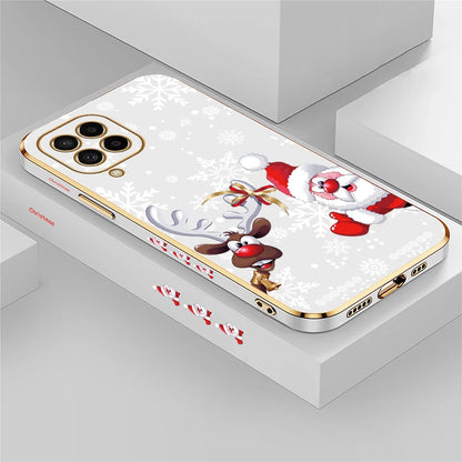 Christmas Deer Printed Phone Case For Samsung Galaxy M42 5G M62 M32 M22 M12 M54 M53 M33 M51 M02 M30S M13 Plating Soft Cover