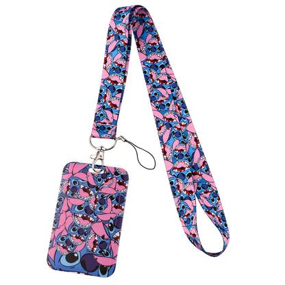 Stitch Cute Cartoon Animation Lanyards For Keys Chain ID Credit Card Cover Pass Mobile Phone Charm Neck Strap Badge Holder Gifts