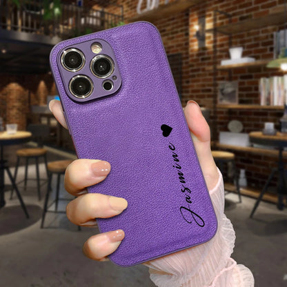 16 15 14 13 Pro Max Case Personalised Customized Name Leather Luxury Korea Cover For iPhone 13 12 11 Pro Max - covers4phones