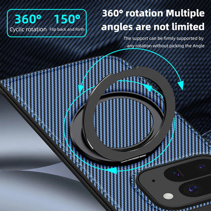 For Google Pixel 10 Pro Fold/Pixel 9 Pro Fold Kevlar 360 Rotating Magnetic Ring Wireless Charging Phone Case Protective Cover